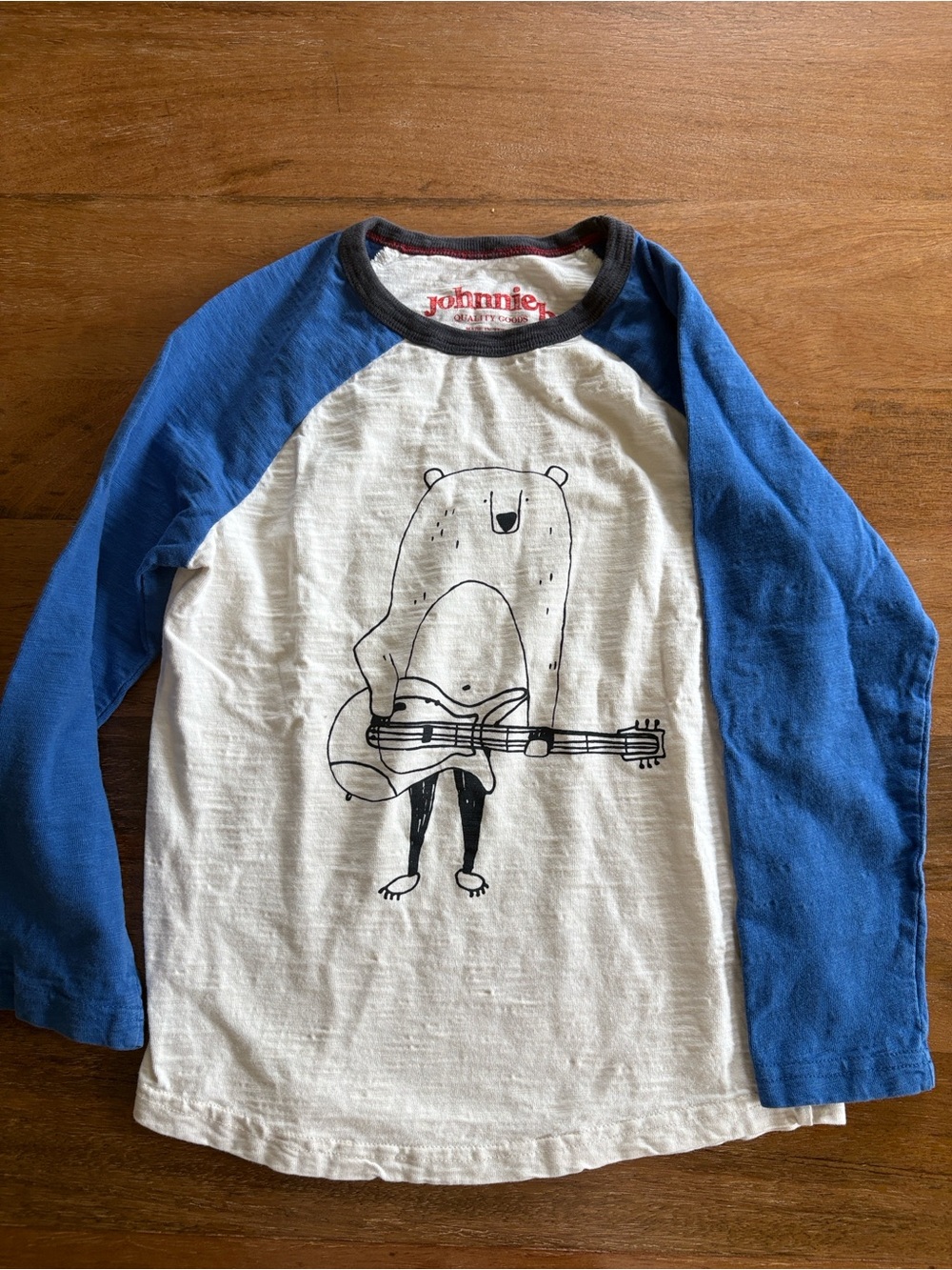 Johnnie B- Blue and White Bear Guitar Long Sleeve Tee
